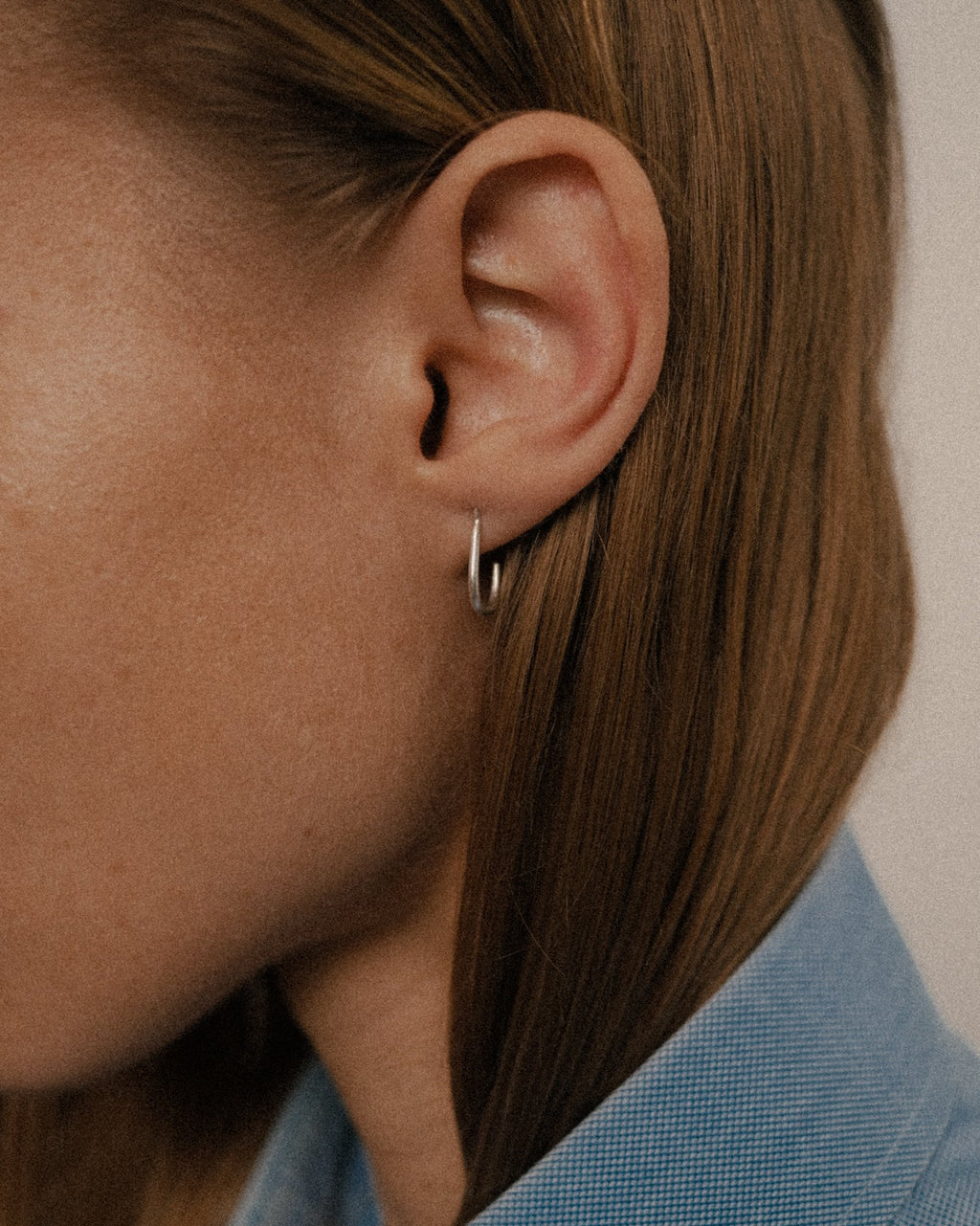 Silver Open Hoop Stud Earrings